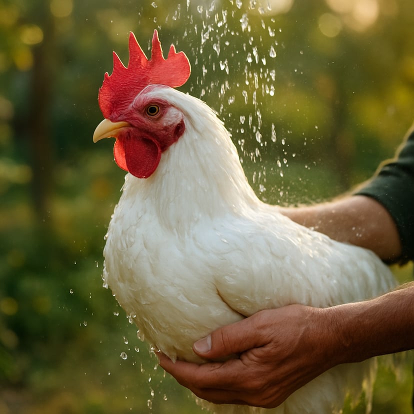 Proses mandi Ayam Arab oleh kolektor berpengalaman