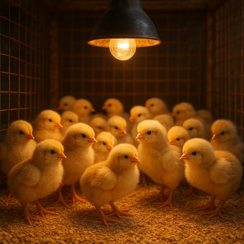 DOC Ayam KUB dalam Brooder